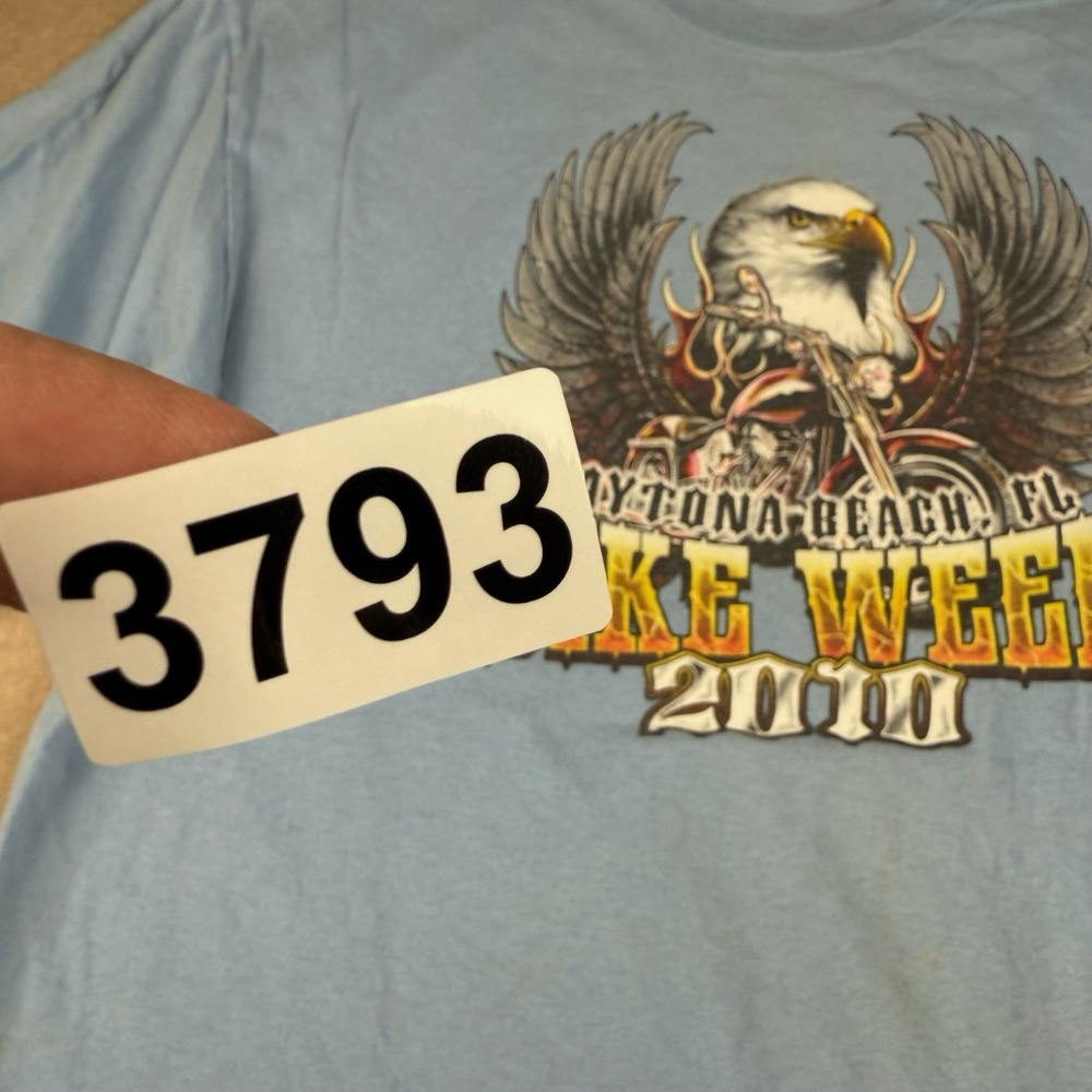 Bikers‎ Tee M Blue Daytona Beach FL Bike Week 2010 Shirt Eagle Motorcycle Gildan - Picture 7 of 7